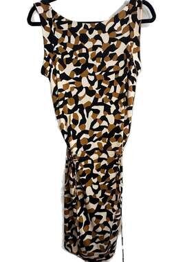Diane von Furstenberg DVF Silk Low Back Drawstring Dress Abstract Camo Sz 8
